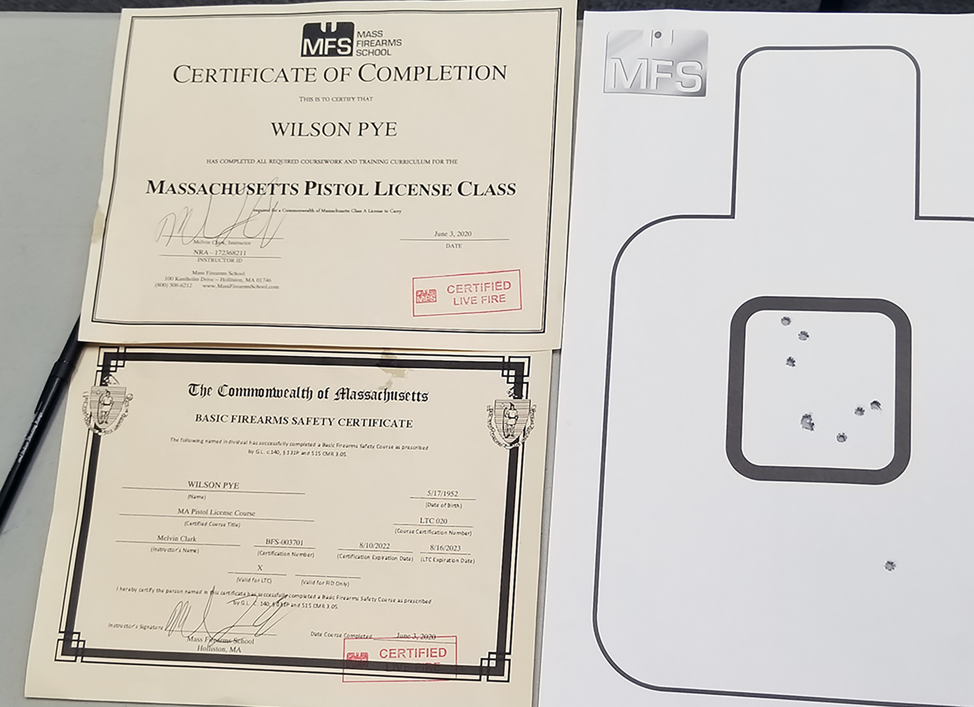 Wilson Pye 2020 MA Live Fire Certification